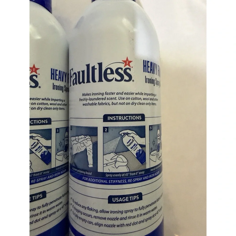 4 Cans Faultless Heavy Finish Ironing Spray‎ Starch, 20 Ounce Each